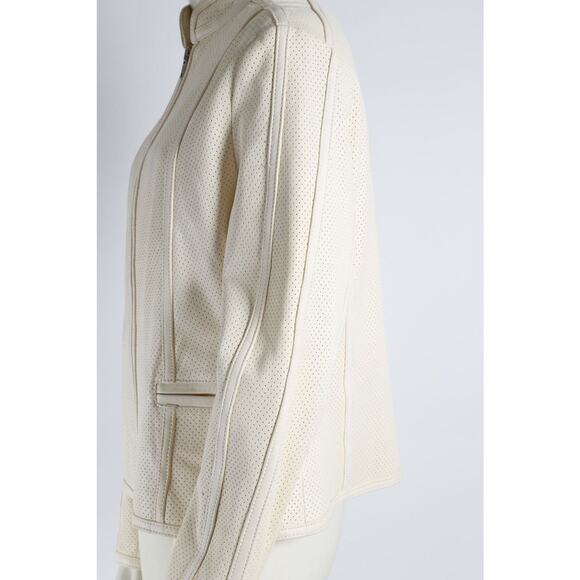 D2K Cream Perforated Leather Cream White Jacket Size M - Picture 9 of 10